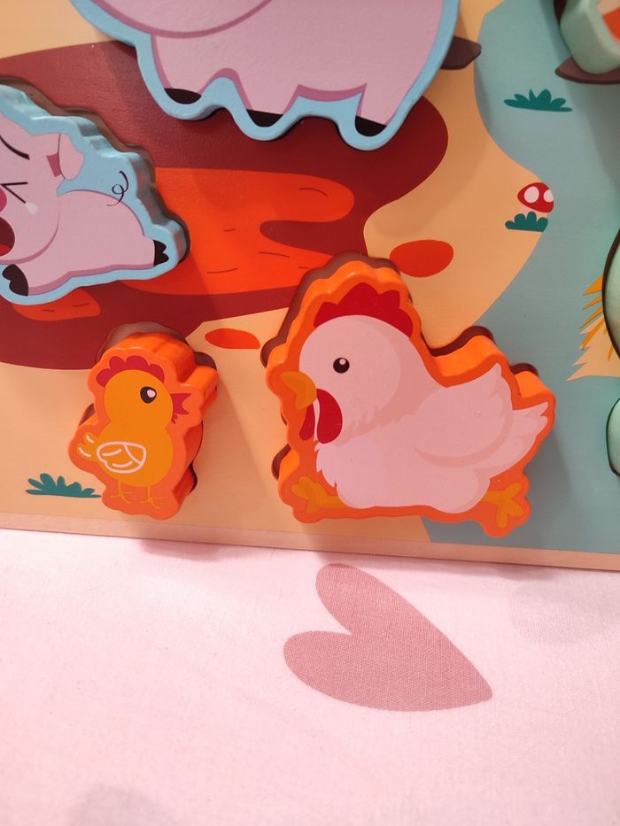 Puzzle en bois - Theme animaux de la ferme - Comme neuf - Kidway - photo numéro 3