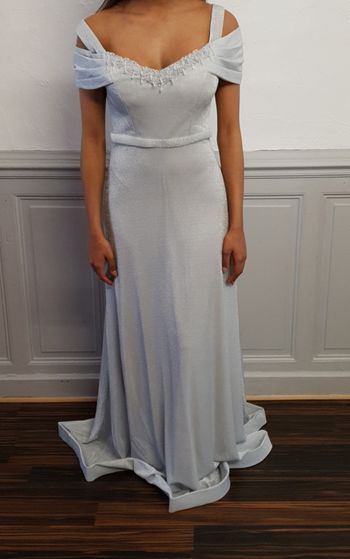 robe de soirée longue manche tombante grise pailletée Taille 40 L