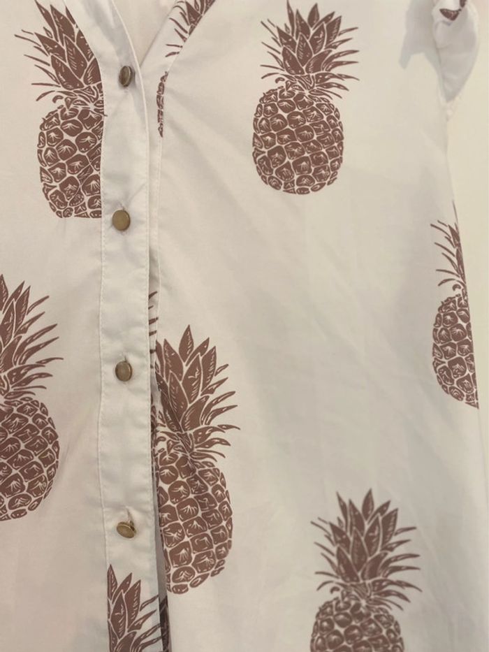 Chemisier blanc motif ananas dorés - photo numéro 2