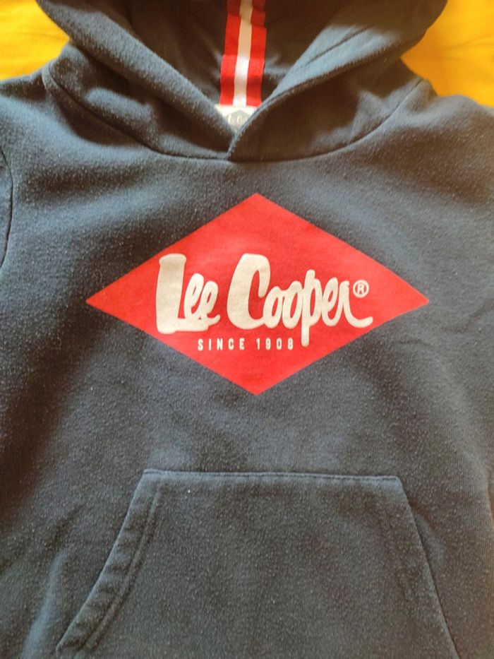 Sweat a capuche bleu marine et rouge Lee Cooper 6ans - photo numéro 2