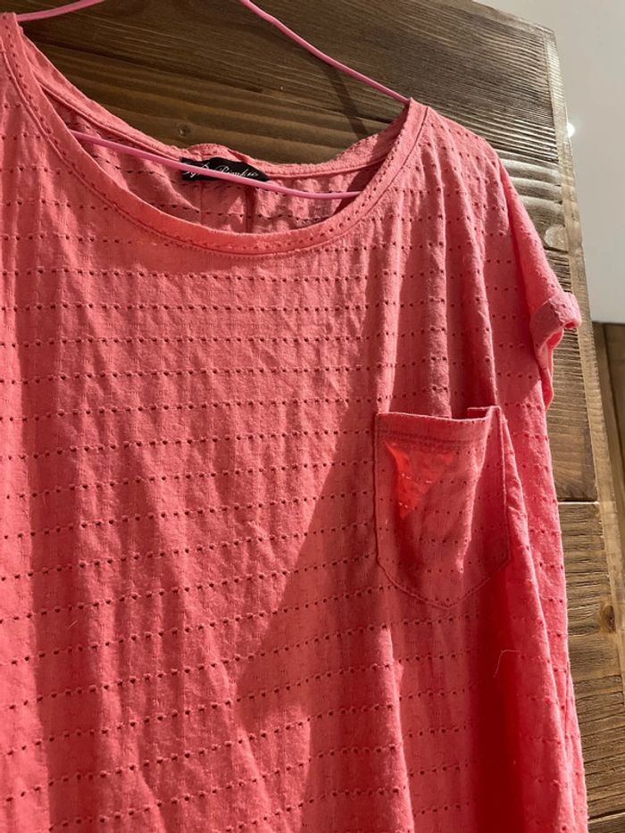 tee shirt ajourée corail - photo numéro 2