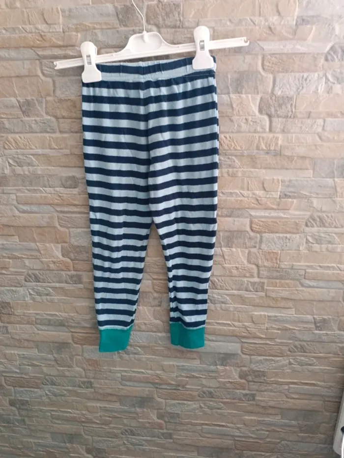 Pantalon de pyjama rayé marine-ciel 6A - photo numéro 2