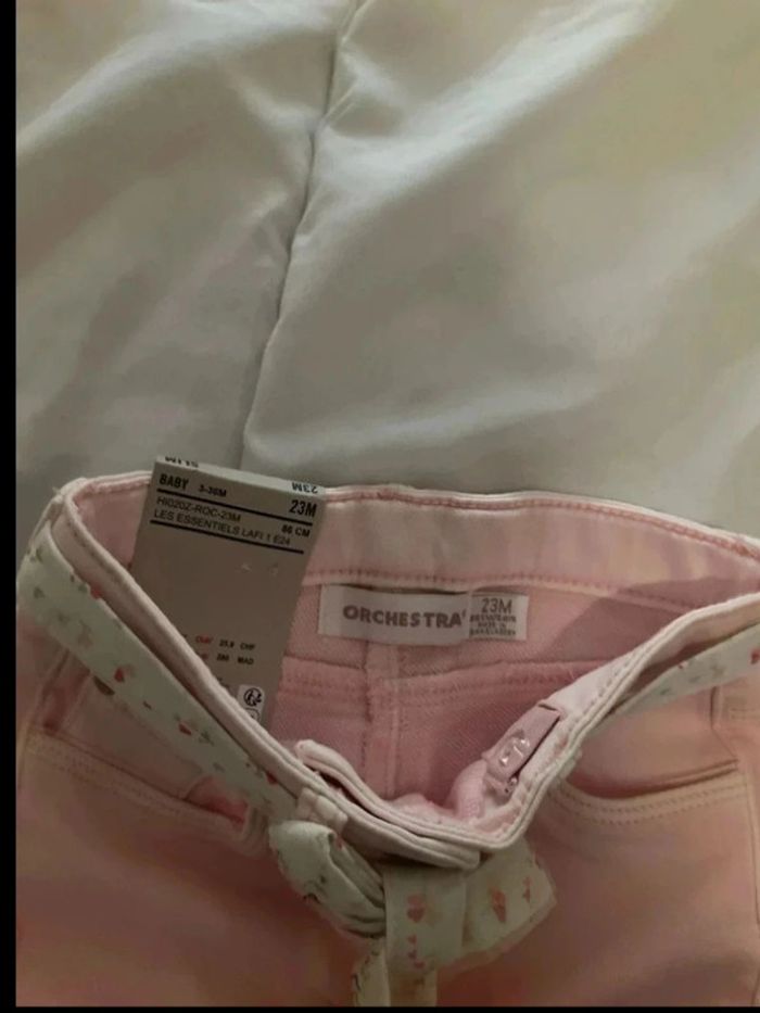 Pantalon avec ceinture rose taille 23 mois neuf - photo numéro 3