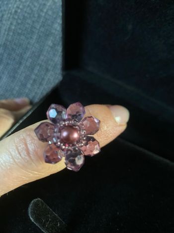 Bague réglable fleurs lilas violet