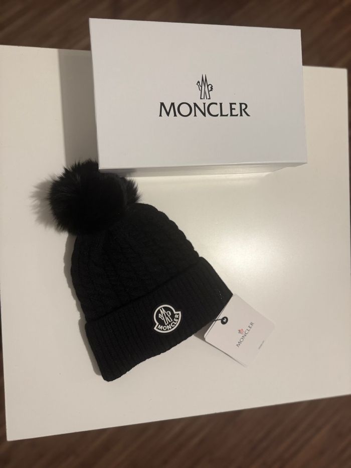 Bonnet à pompon Moncler noir