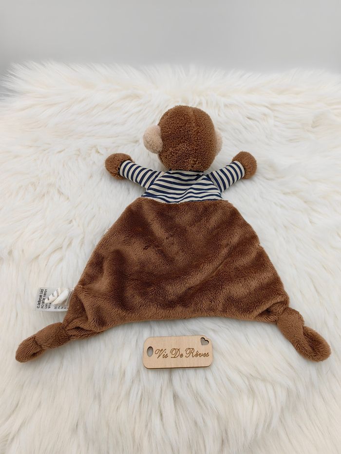 Doudou Singe marron rayé bleu blanc Jellycat - photo numéro 3
