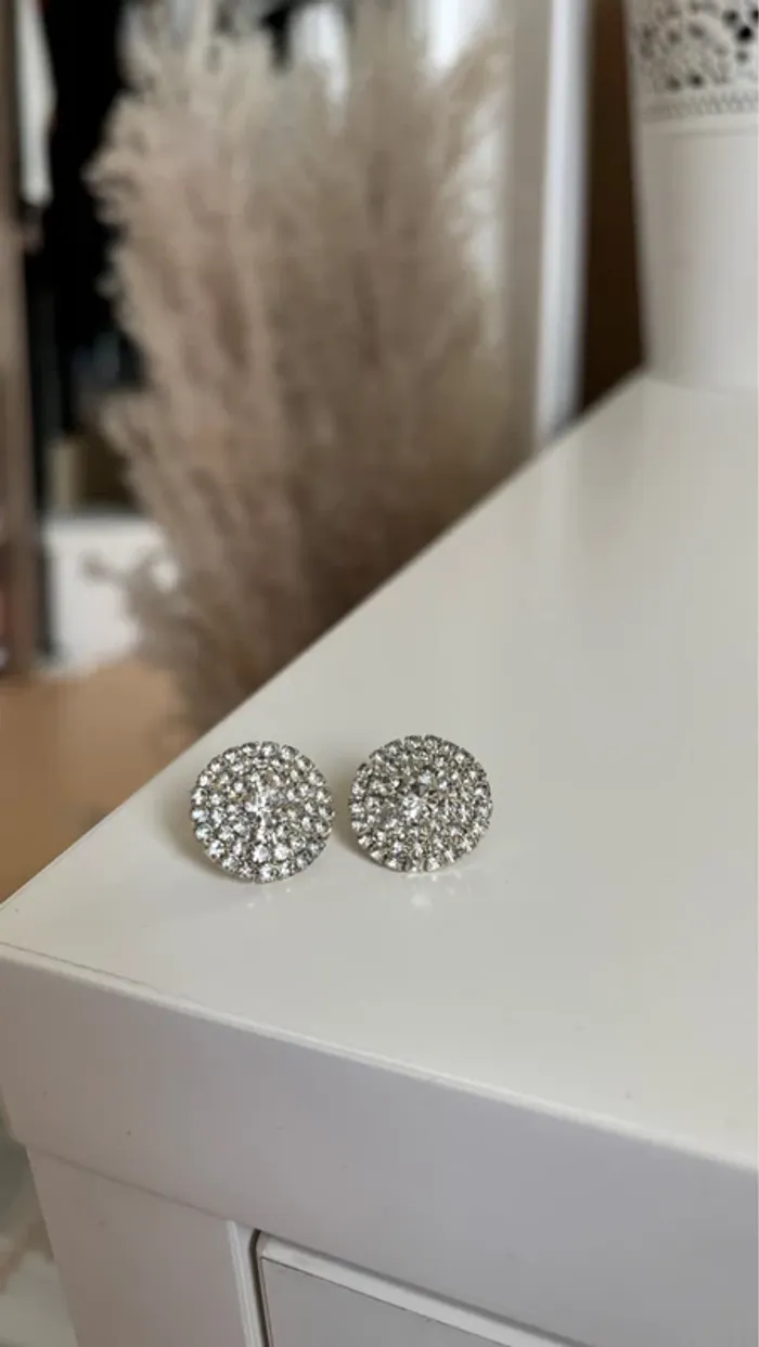 Boucles d’oreilles strass argentées