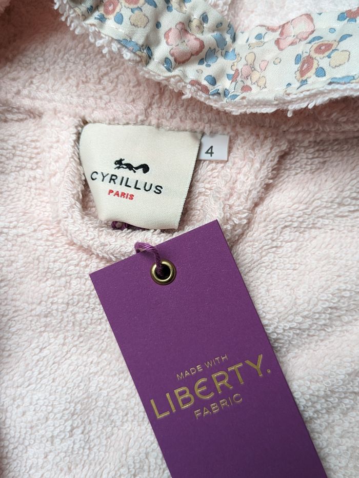 Peignoir Cyrillus en éponge et tissu liberty rose 4 ans - photo numéro 2
