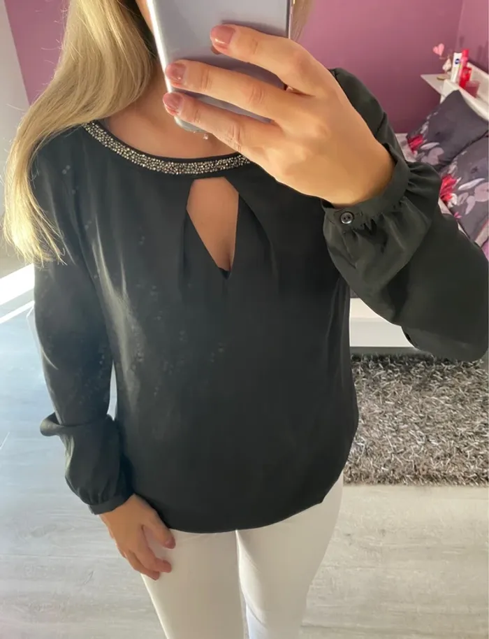 Blouse satinée strass Promod - photo numéro 5