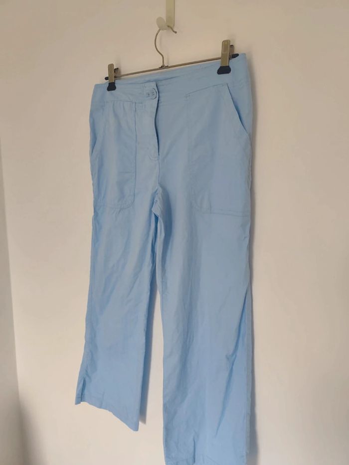Pantacourt bleu ciel 36 coton