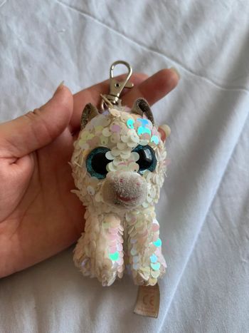 Porte clés peluche sequin blanc brillant Diamonds