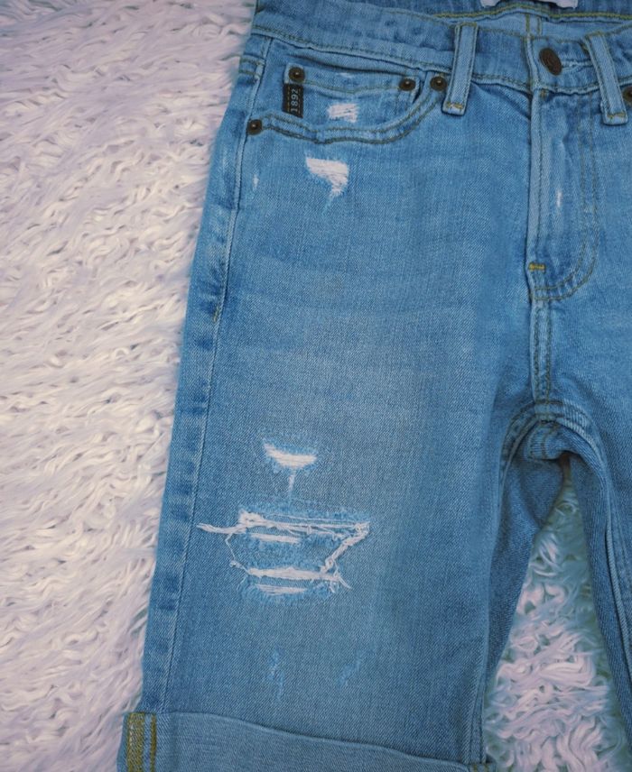 Bermuda en jean bleu clair délavé Garçon taille 9/10 ans marque Abercrombie 🎸 - photo numéro 5