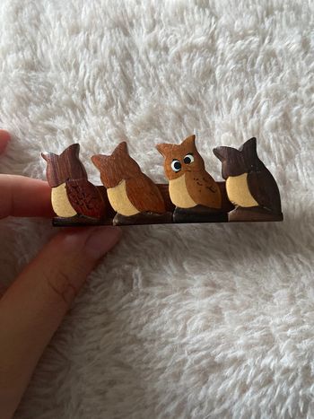 Barrette hiboux en bois