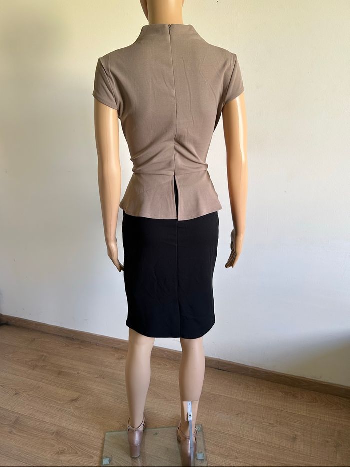 Robe noire et beige à manches courtes Anna Field taille M TBE - photo numéro 6