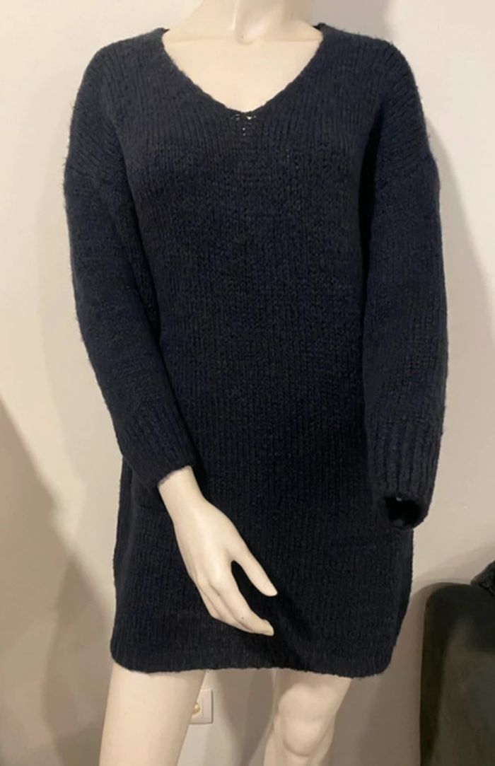 Jolie robe marine en maille avec poches Andromede taille unique