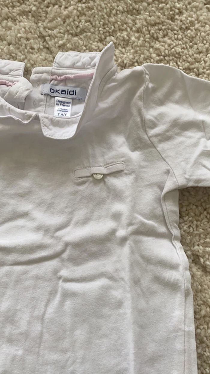 T shirt blanc manches longues okaidi 2 ans - photo numéro 4