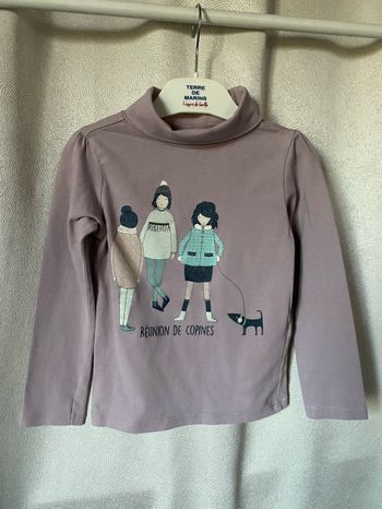 Sous pull lilas réunion de copines paillettes 5 ans vert baudet