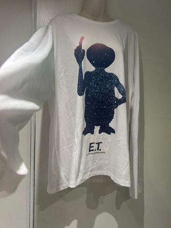 T-shirt 100 % coton, trois XL, E.T. blanc, violet aubergines