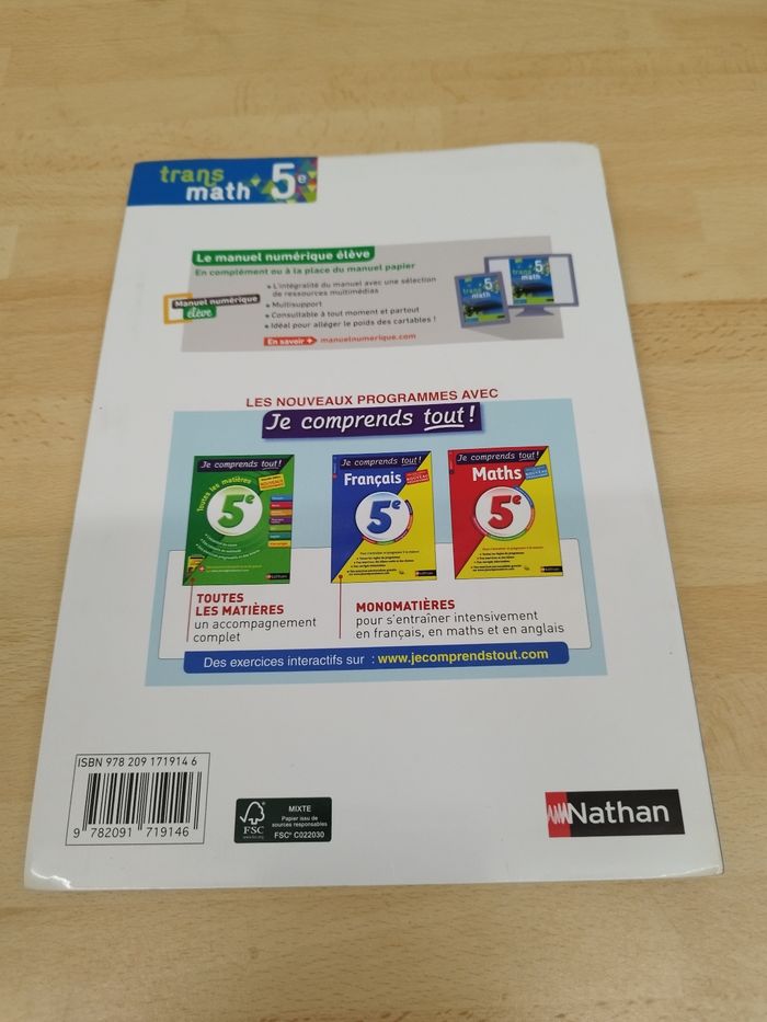 trans math  5° nouveau programme 2016 cycle 4 - photo numéro 2