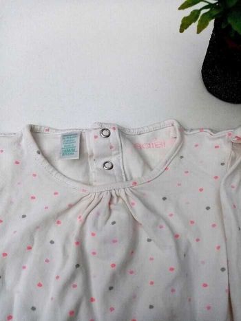 Tee-shirt blanc à pois, fille, 18 mois, obaibi