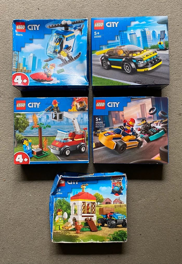 Lot X5 Lego City 60212 + 60400 + 60344 + 60275 + 60383 NEUF