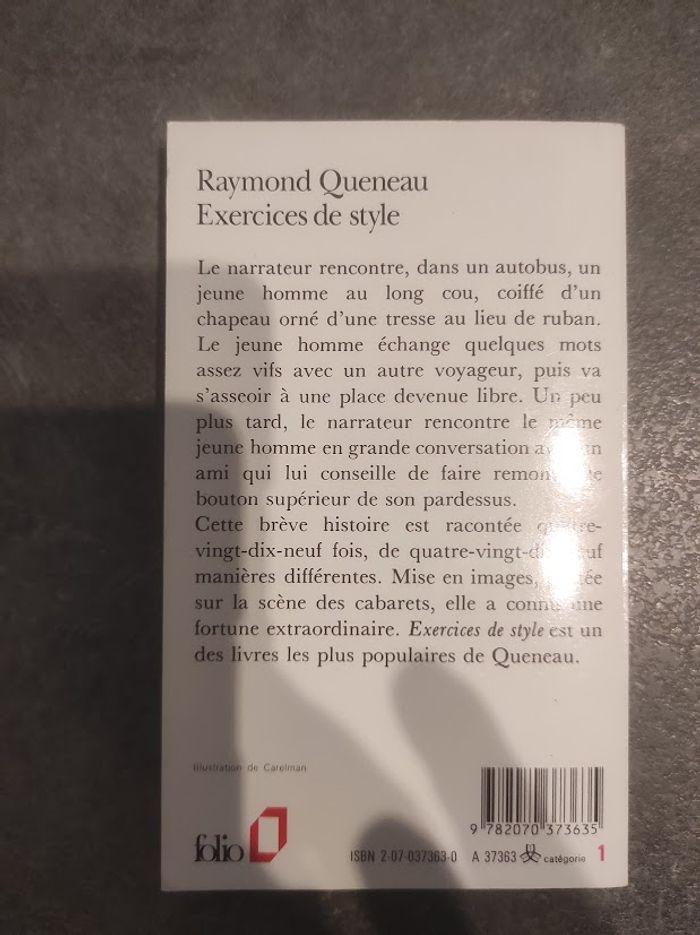Exercices de style Raymond Queneau - Folio 1993 - photo numéro 3