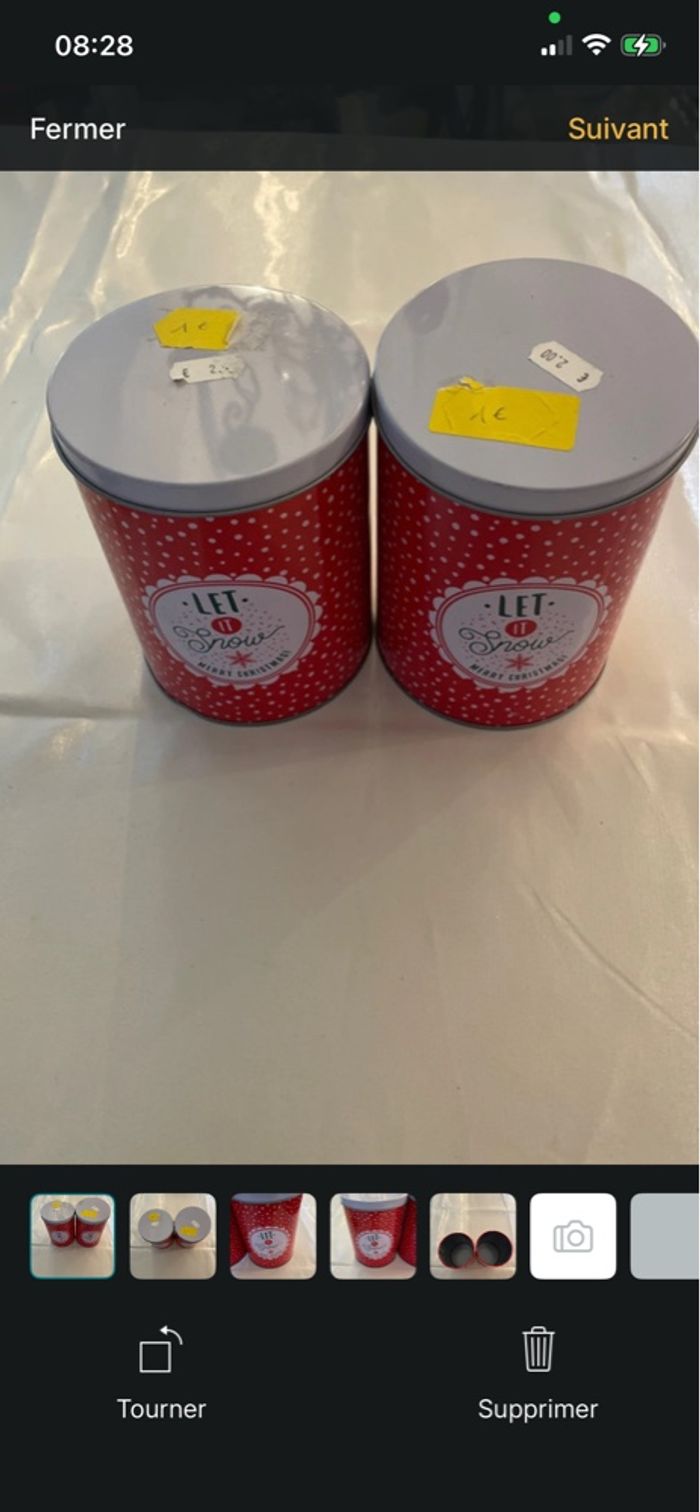 Lot 2 boîtes métal “Let It Snow” – Rouge Noël – 10 x 15 cm – Déco & rangement