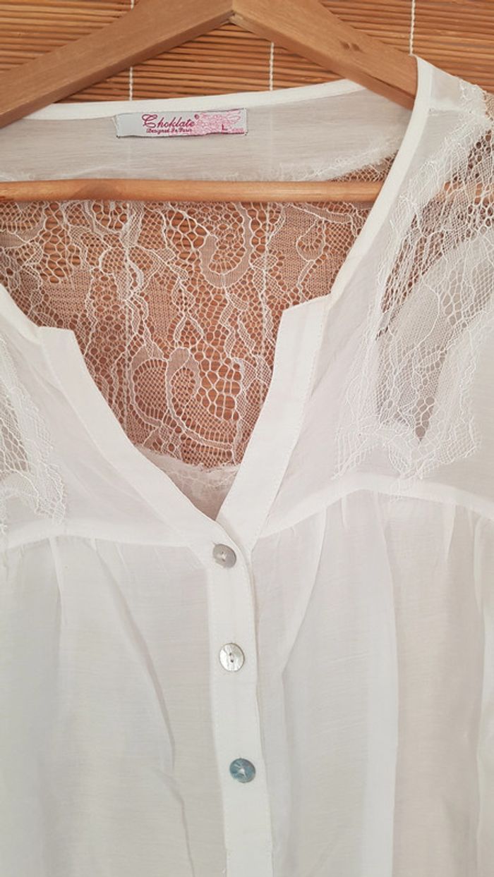 Chemisier dentelle 35% soie & 65% coton taille L T40 - photo numéro 4