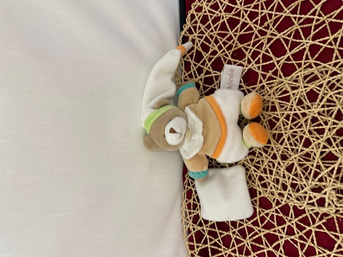 ALINEA TIMOE OURS MOUCHOIR BLANC BEIGE ORANGE BLEU baby 'nat - photo numéro 4