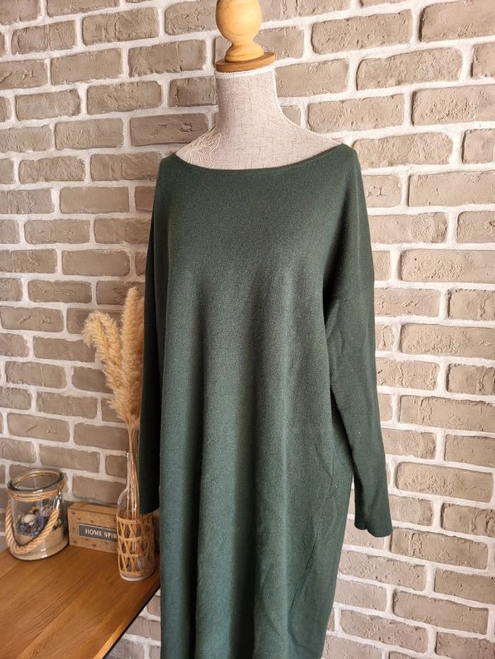 Robe pull en cachemire et soie vert foncé Eric Bompard - photo numéro 5