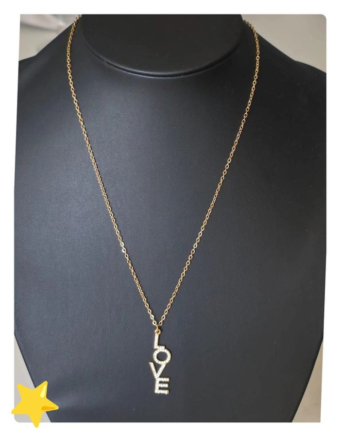 Collier pièce unique "love" acier inoxydable dorée - photo numéro 2