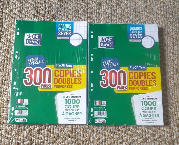 Lot copies doubles perforées Oxford