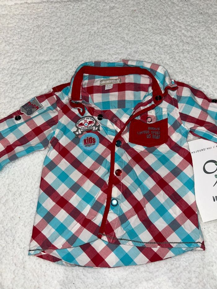 Chemise bébé bleu et rouge - photo numéro 3