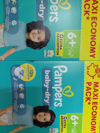 2 paquets pampers babydry taille 6 plus maxipack
