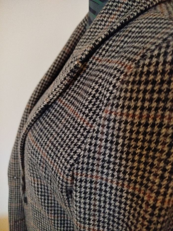 Manteau long carreaux beige noir S - photo numéro 3