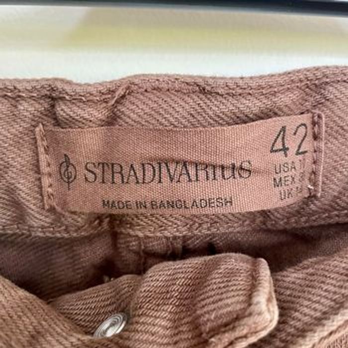 Pantalon large marron en velours côtelé 100% coton taille 42 Stradivarius V074 - photo numéro 4