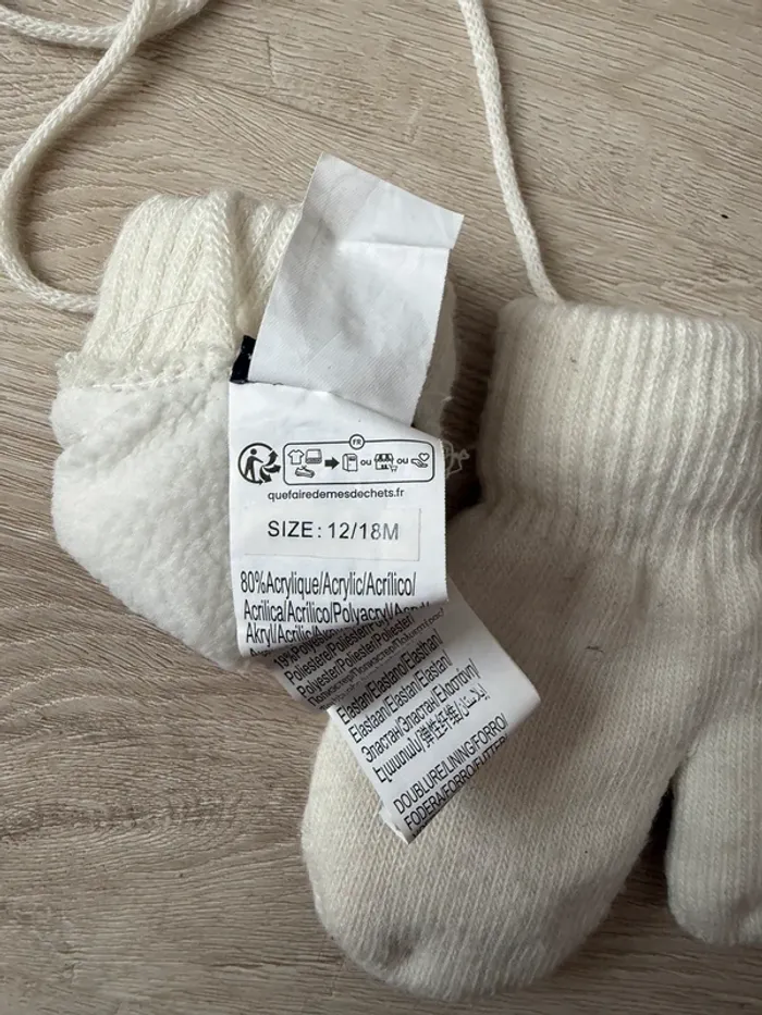 Moufles gants avec cordon. Intérieur polaire - photo numéro 2