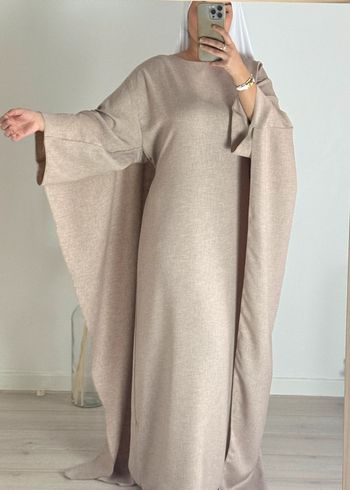 Robe cape en lin taupe claire