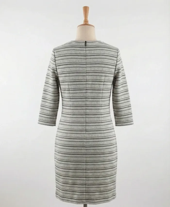 Robe droite rayée grise & blanche - C&A Yessica Taille XS (34) - photo numéro 2