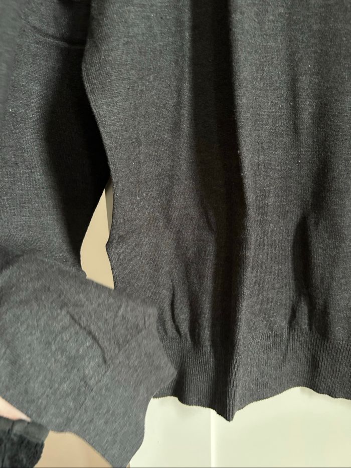 Pull gris chiné Col V Homme #b.a. Basic Taille XL - photo numéro 3