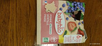Babybio pomme myrtille fraise 4  gourdes