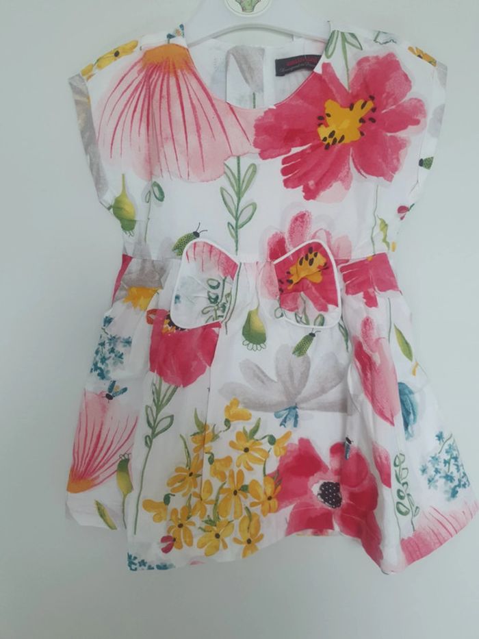 Robe florale sans manche forme trapèze noeud sur le milieu 2 ans catimini - photo numéro 2
