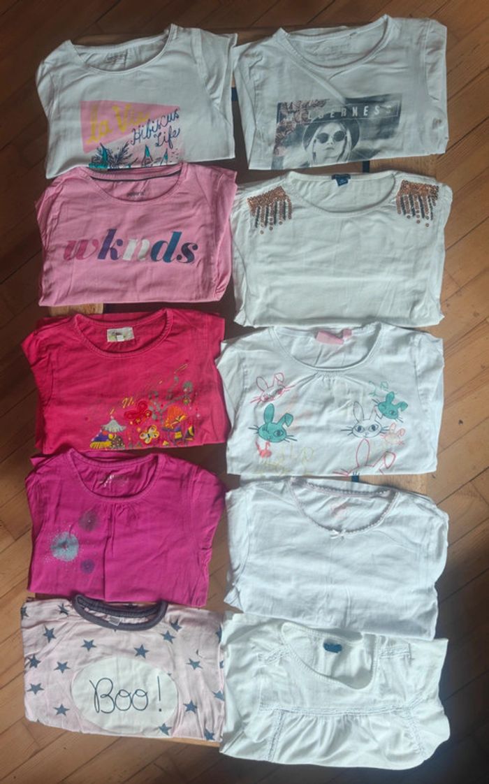 Lot de 10 t-shirts fille manches longues taille 8 ans