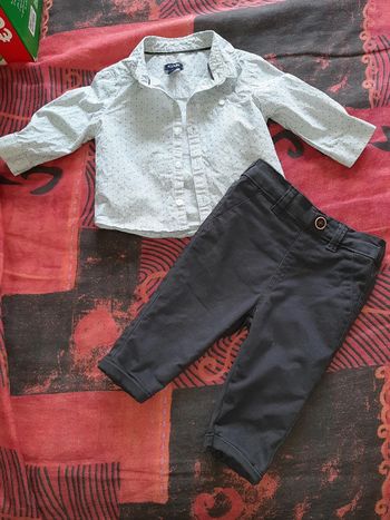 Joli petit ensemble chemise+pantalon 3mois