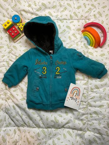 gilet zippé à capuche fourré 12 mois orchestra bleu