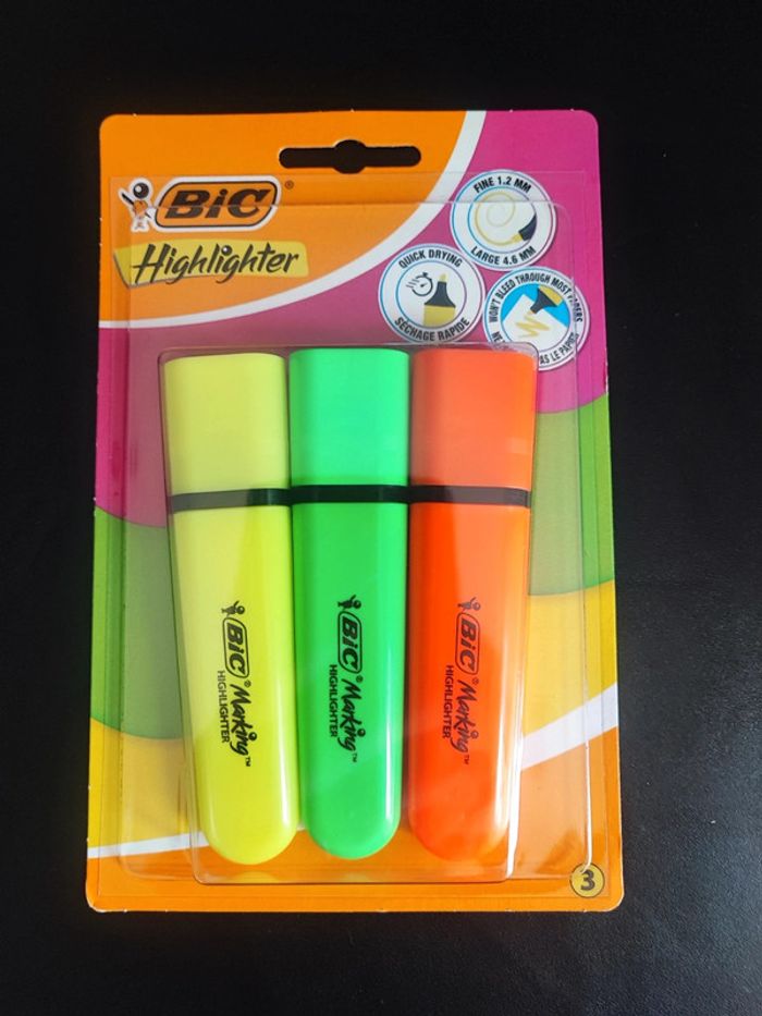Lot de 3 surligneurs BIC