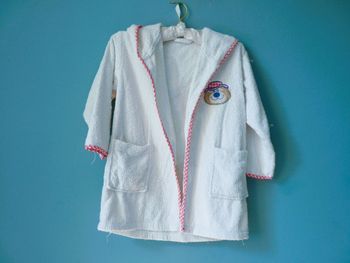 Peignoir bain garçon Gémo 2 ans 86 cm blanc capuche BE