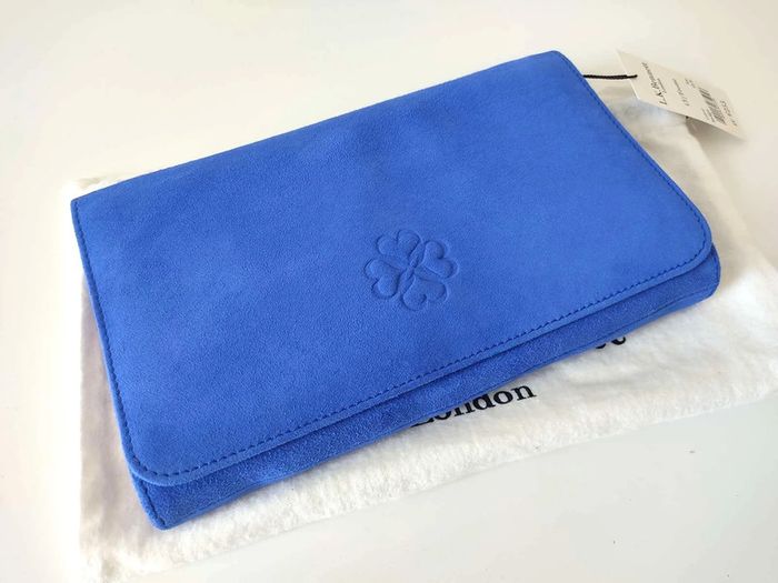 Sac à main LK Bennett pochette en cuir suède Blue Indigo - NEUF - photo numéro 4