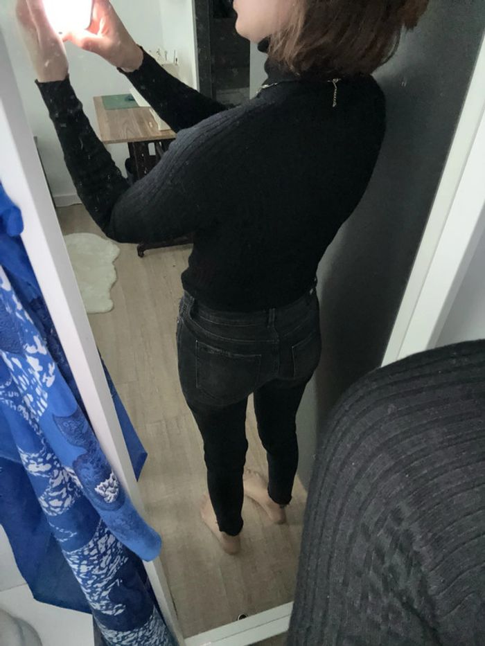 Jean Zara gris foncé taille basse 36 - photo numéro 3