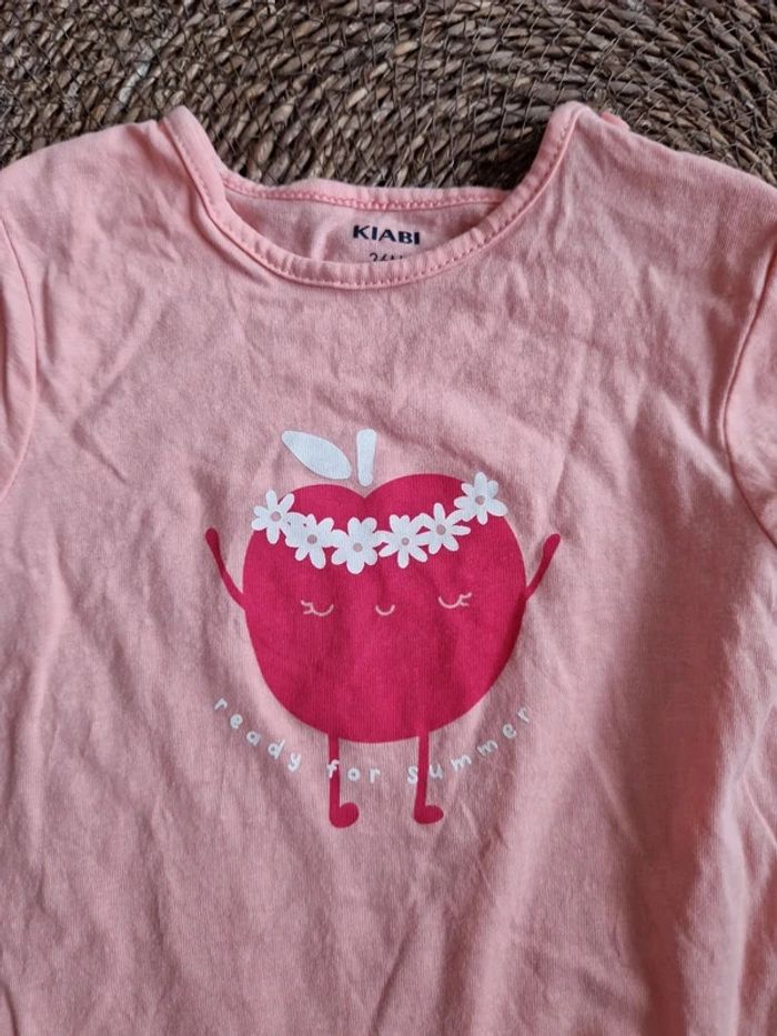 Joli tee-shirt manches courtes Kiabi motif pomme taille 36 mois - photo numéro 3